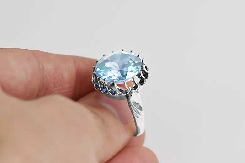 Sterling silver 925 Aquamarine Ring Vintage craft vrc035s